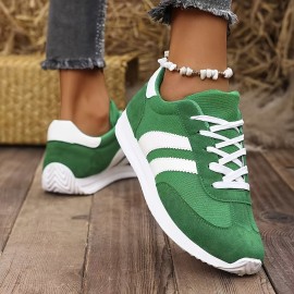 Tenis Casuais Femininos Elegantes e Confortáveis, Tenis Listrados Antiderrapantes com Cadarço Leve e Sola Macia para Todas as Estações, Adequados para Viagens e Lazer em Férias, Tênis Casuais da Moda Masculina e Feminina
