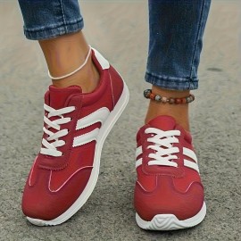 Tenis Casuais Femininos Elegantes e Confortáveis, Tenis Listrados Antiderrapantes com Cadarço Leve e Sola Macia para Todas as Estações, Adequados para Viagens e Lazer em Férias, Tênis Casuais da Moda Masculina e Feminina