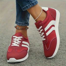 Tenis Casuais Femininos Elegantes e Confortáveis, Tenis Listrados Antiderrapantes com Cadarço Leve e Sola Macia para Todas as Estações, Adequados para Viagens e Lazer em Férias, Tênis Casuais da Moda Masculina e Feminina