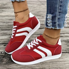 Tenis Casuais Femininos Elegantes e Confortáveis, Tenis Listrados Antiderrapantes com Cadarço Leve e Sola Macia para Todas as Estações, Adequados para Viagens e Lazer em Férias, Tênis Casuais da Moda Masculina e Feminina