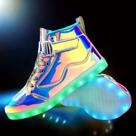 Sapatos de dança com luzes LED para mulheres e homens, com atacadores, ideais para casais. Tênis unissexo luminosos e brilhantes, perfeitos para treinamento. Sapatos para mulheres.