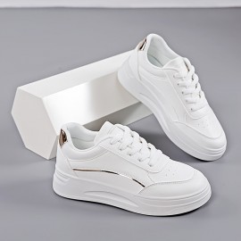 Sneakers Femininos da Moda - Cano Baixo Casual com Cadarço e Forro de Tecido Macio, Sola TPR Antiderrapante, Sapatos Versáteis para Todas as Estações