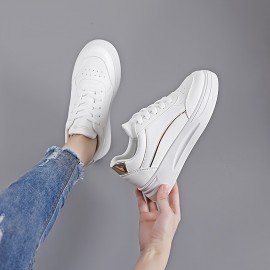 Sneakers Femininos da Moda - Cano Baixo Casual com Cadarço e Forro de Tecido Macio, Sola TPR Antiderrapante, Sapatos Versáteis para Todas as Estações