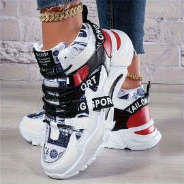 Tenis Cano Alto Masculino e Feminino - Cores Branco e Vermelho, Parte Superior em Tecido Sintético Respirável, Solado Leve com Amortecimento EVA - Para Academia, Streetwear e Festas - Unissex para Corrida e Treinos - Fechamento de Cadarço