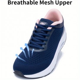 Sapatos de caixa de dedo largo confortáveis e casuais para mulheres, sapatos desportivos de ténis casuais, sapatos de caminhada para exercício de fitness