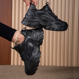 Tênis de malha respirável para mulheres com atacadores e sola espessa MD - Sapatos brancos de cano baixo para caminhadas confortáveis, estilo versátil para todas as estações, tênis femininos, design minimalista, calçado durável