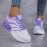 Tenis Feminino Gradiente Roxo - Tênis de Malha Respirável com Palmilha Acolchoada, Sapatos Leves para Academia e Dia a Dia - Sapatilhas Corrida em Cores Pastel Roxas Degradê, Design Elegante, Confortáveis