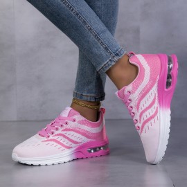 Tenis Feminino Gradiente Roxo - Tênis de Malha Respirável com Palmilha Acolchoada, Sapatos Leves para Academia e Dia a Dia - Sapatilhas Corrida em Cores Pastel Roxas Degradê, Design Elegante, Confortáveis