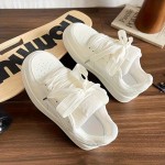 Tênis feminino branco elegante - Design baixo com corda, sola de borracha, parte superior e sola sintéticas, confortável para uso diário, calçado versátil | Estilo minimalista | Sapato sintético