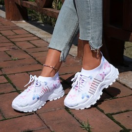 Sapatilhas casuais de moda feminina, estampado de borboletas fofas, várias opções de cores, combinação perfeita para o verão