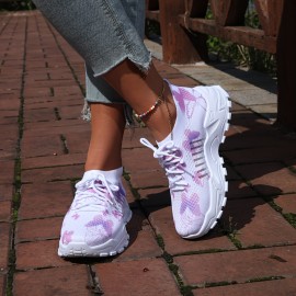 Sapatilhas casuais de moda feminina, estampado de borboletas fofas, várias opções de cores, combinação perfeita para o verão