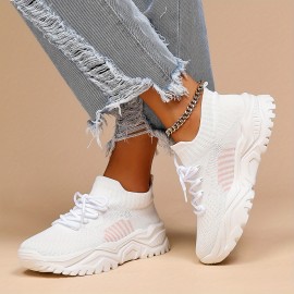 Tênis baixo simples de amarrar com renda para mulheres, sapatos leves e respiráveis, ideais para corrida e esportes.