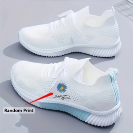 Tenis Leves e Respiráveis para Mulheres com Bordado de Flores em Branco e Rosa - Solado Antiderrapante em PVC, Forro Macio para Conforto Durante o Dia Todo, Ideal para Uso Casual e Atividades ao Ar Livre