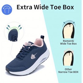 Sapatos de caminhada para mulheres, com amortecimento, para corrida, ginásio, antiderrapantes, respiráveis, para treino, desportos, ténis atléticos