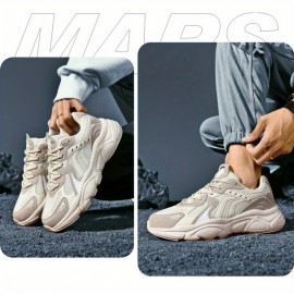 Bestseller Sapatos Retro Masculinos - Tênis Respiráveis de Sola Grossa com Aumento de Altura, Solado Antiderrapante & Design Leve para Esportes Casuais e Vestuário Casual - Tamanhos Grandes Disponíveis em Cores Neutras, Calçados Vintage, Fechamento com Ca