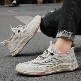 Sapatos desportivos de caminhada para homem de verão, 3D estereoscópicos perfurados respiráveis, sapatos casuais antiderrapantes de um pé para pessoas preguiçosas, leves e confortáveis com sola macia para caminhada de pessoas de meia-idade e idosos.