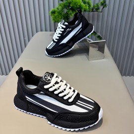 European Station Masculino Novidade Sapatilhas Casuais Leves e Respiráveis - Plataforma Elevada com Detalhes Listrados, Branco/Verde/Vermelho, Cabedal em PU & Solado PVC para Caminhadas ao Ar Livre e Uso Diário