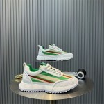 European Station Masculino Novidade Sapatilhas Casuais Leves e Respiráveis - Plataforma Elevada com Detalhes Listrados, Branco/Verde/Vermelho, Cabedal em PU & Solado PVC para Caminhadas ao Ar Livre e Uso Diário