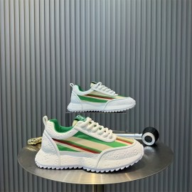 European Station Masculino Novidade Sapatilhas Casuais Leves e Respiráveis - Plataforma Elevada com Detalhes Listrados, Branco/Verde/Vermelho, Cabedal em PU & Solado PVC para Caminhadas ao Ar Livre e Uso Diário