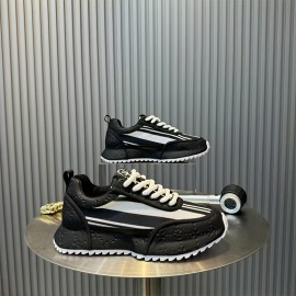 European Station Masculino Novidade Sapatilhas Casuais Leves e Respiráveis - Plataforma Elevada com Detalhes Listrados, Branco/Verde/Vermelho, Cabedal em PU & Solado PVC para Caminhadas ao Ar Livre e Uso Diário
