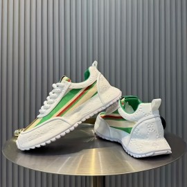 European Station Masculino Novidade Sapatilhas Casuais Leves e Respiráveis - Plataforma Elevada com Detalhes Listrados, Branco/Verde/Vermelho, Cabedal em PU & Solado PVC para Caminhadas ao Ar Livre e Uso Diário