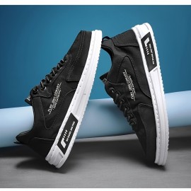 Tênis Esportivos Masculinos de Primavera - Solado Antiderrapante, Design Durável e Resistente ao Desgaste, Cano Baixo em Lona Respirável com Cadarço, Ideal para Looks Casuais e Atividades Leves, Confortáveis, Forro Interno em Tecido