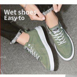 Tênis Esportivos Masculinos de Primavera - Solado Antiderrapante, Design Durável e Resistente ao Desgaste, Cano Baixo em Lona Respirável com Cadarço, Ideal para Looks Casuais e Atividades Leves, Confortáveis, Forro Interno em Tecido