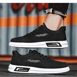 Tênis Esportivos Masculinos de Primavera - Solado Antiderrapante, Design Durável e Resistente ao Desgaste, Cano Baixo em Lona Respirável com Cadarço, Ideal para Looks Casuais e Atividades Leves, Confortáveis, Forro Interno em Tecido