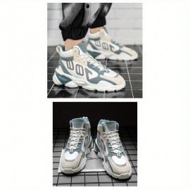 Novos sapatos de pai de cano alto de coco, sapatos desportivos respiráveis para homem com sola grossa e aumento de altura, estilo Ins, sapatos modernos e versáteis, sapatos modernos essenciais para as ruas principais.