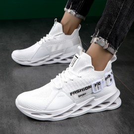 Sapatos masculinos casuais com estampado de letras, leves e respiráveis, ideais para corrida ao ar livre, em todas as estações.