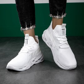 Sapatos masculinos casuais com estampado de letras, leves e respiráveis, ideais para corrida ao ar livre, em todas as estações.