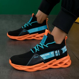 Sapatos masculinos casuais com estampado de letras, leves e respiráveis, ideais para corrida ao ar livre, em todas as estações.