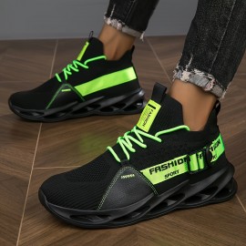 Sapatos masculinos casuais com estampado de letras, leves e respiráveis, ideais para corrida ao ar livre, em todas as estações.