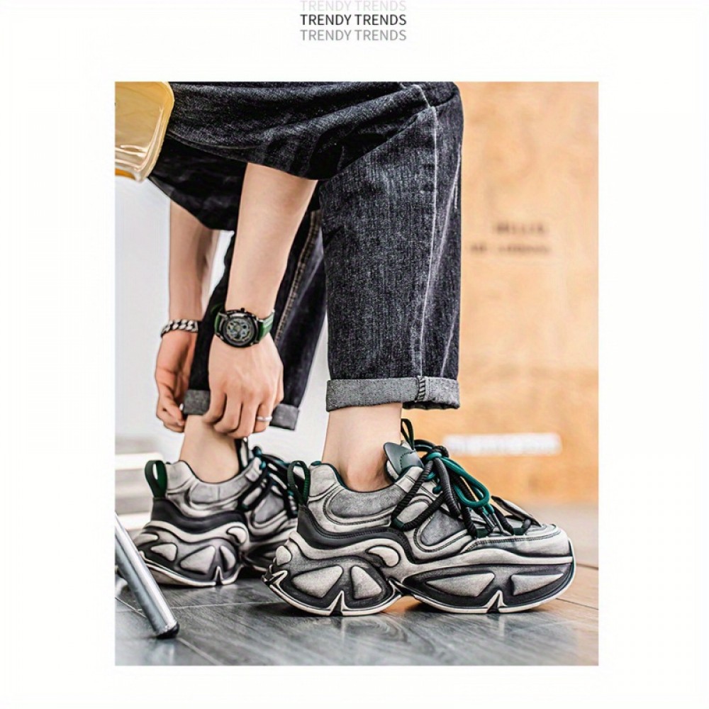 Novas Botas Esportivas de Sola Grossa para Todas as Estações, Masculinas Modernas e Versáteis, Sapatos do Pai que Aumentam a Altura Invisível, Confortáveis e Bonitos Sapatos de Exterior