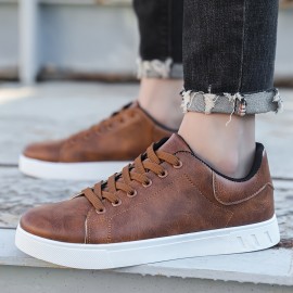 Sapatos masculinos, cor sólida para negócios, versáteis, respiráveis. Sapatos de tabuleiro esportivos e casuais, sapatos de rua.