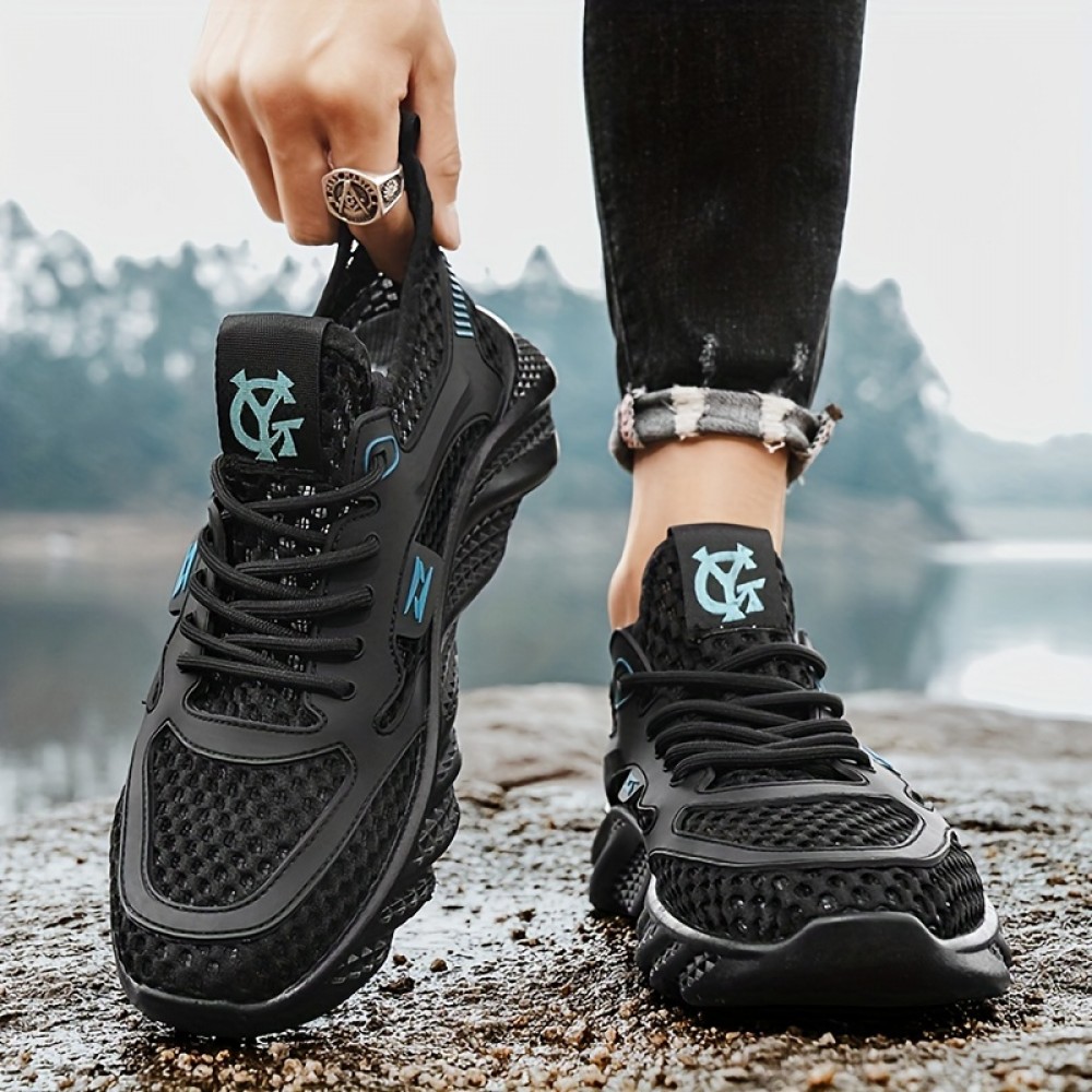 Tênis esportivos casuais masculinos respiráveis para corrida ao ar livre, acampamento de férias, antiderrapantes, com solado macio para praia.