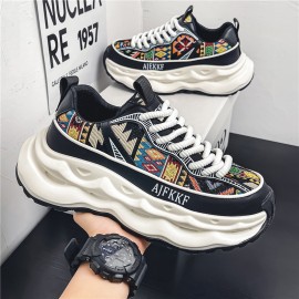 Tenis Casual Masculino de Cano Baixo - Sola Grossa Confortável, Tecido Leve e Respirável em Lona com Tira, Solado de Borracha Amortecedor, Sapatos Versáteis para Todas as Estações e Atividades