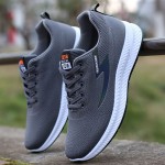 Tenis de Corrida Leves para Homens - Sapatilhas Esportivas Respiráveis com Solado Antiderrapante e Palmilha EVA Acolchoada - Para Academia, Jogging e Uso Diário - Fechamento com Cadarço (Cinza/Preto/Acento Laranja) - Design Moderno e Flexível