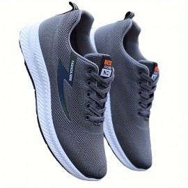 Tenis de Corrida Leves para Homens - Sapatilhas Esportivas Respiráveis com Solado Antiderrapante e Palmilha EVA Acolchoada - Para Academia, Jogging e Uso Diário - Fechamento com Cadarço (Cinza/Preto/Acento Laranja) - Design Moderno e Flexível