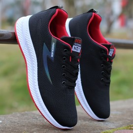Tenis de Corrida Leves para Homens - Sapatilhas Esportivas Respiráveis com Solado Antiderrapante e Palmilha EVA Acolchoada - Para Academia, Jogging e Uso Diário - Fechamento com Cadarço (Cinza/Preto/Acento Laranja) - Design Moderno e Flexível