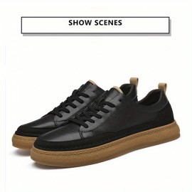 Novas tênis de couro de vaca para homem, estilo casual e de negócios, com sola de couro de vaca antiderrapante para todas as estações, nível de aparência alto, sapatos versáteis e modernos, estilo britânico, leves e confortáveis.