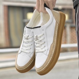 Novas tênis de couro de vaca para homem, estilo casual e de negócios, com sola de couro de vaca antiderrapante para todas as estações, nível de aparência alto, sapatos versáteis e modernos, estilo britânico, leves e confortáveis.