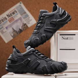 Novos Sapatos de Malha Voando para Homens para a Primavera e o Verão de, Finos, Respiráveis e Modernos Sapatos Esportivos, Sapatos de Meia de Sola Espessa e Moda, Sapatos de Corrida Casuais Leves e Versáteis
