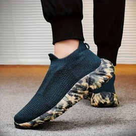 [Sólidos] Tênis Slip-On Respiráveis para Homens, Estilo Vintage Casual Esportivo, Parte Superior de Tecido de Cor Sólida com Sola de Borracha, Design de Cano Baixo com Ponta Redonda para Caminhadas, Treino & Uso Diário - Conforto para Todas as Estações