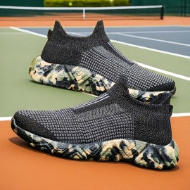 [Sólidos] Tênis Slip-On Respiráveis para Homens, Estilo Vintage Casual Esportivo, Parte Superior de Tecido de Cor Sólida com Sola de Borracha, Design de Cano Baixo com Ponta Redonda para Caminhadas, Treino & Uso Diário - Conforto para Todas as Estações