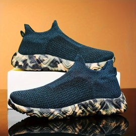 [Sólidos] Tênis Slip-On Respiráveis para Homens, Estilo Vintage Casual Esportivo, Parte Superior de Tecido de Cor Sólida com Sola de Borracha, Design de Cano Baixo com Ponta Redonda para Caminhadas, Treino & Uso Diário - Conforto para Todas as Estações