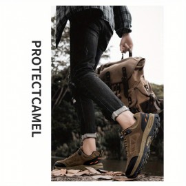Botas de Caminhada Masculinas - Antiderrapante e Resistente, Malha Respirável para Todas as Estações, Palmilha EVA Absorvente de Impacto e Sola de Borracha Apoiadora para Trilhas, Trekking e Uso Casual - Design Baixo com Cadarço