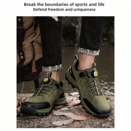 Botas de Caminhada Masculinas - Antiderrapante e Resistente, Malha Respirável para Todas as Estações, Palmilha EVA Absorvente de Impacto e Sola de Borracha Apoiadora para Trilhas, Trekking e Uso Casual - Design Baixo com Cadarço