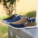 Tenis Casuais Masculinos de Lona Respirável - Sapatilhas Baixas com Cadarço, Forro em Tecido e Solado de PVC, Opções Multicoloridas para Looks Informais