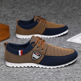 Tenis Casuais Masculinos de Lona Respirável - Sapatilhas Baixas com Cadarço, Forro em Tecido e Solado de PVC, Opções Multicoloridas para Looks Informais